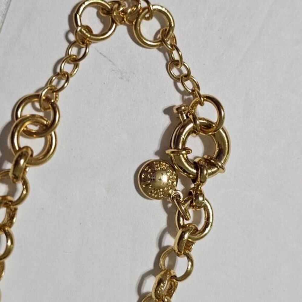 J. Crew Nautical Gold Shell Charm Necklace Stone Pearl Coastal Statement Jewelry - Picture 4 of 8
